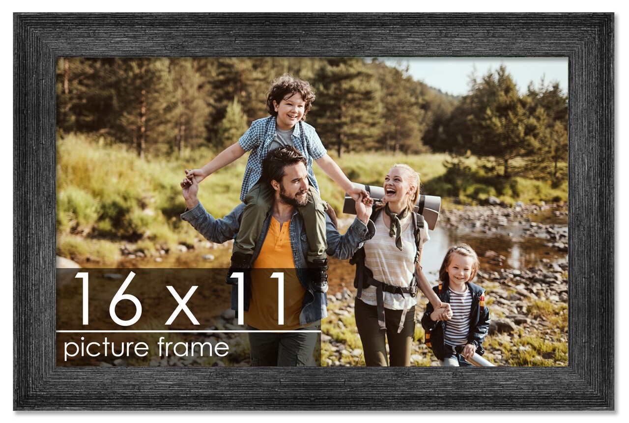 16x11 Wide Barnwood Picture Frame with UV-Resistant Acrylic & Acid Free Backing, Available in 6 Paint Finishes - Grey, Brown, White, and Black